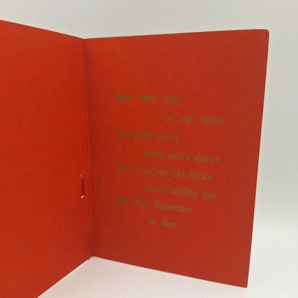 Vintage Valentine Card Cupid Heart Cutout For My Love Poem‎ Red Handmade Layered